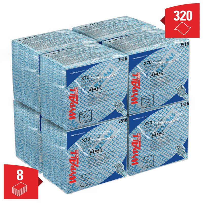 Czyściwo składane WYPALL X70 Critical Clean, włókninowe, 35x35cm, 40 szt., niebieskie