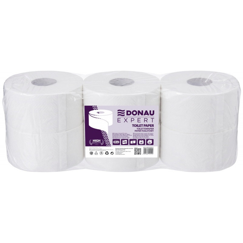 Papier toaletowy celulozowy DONAU EXPERT Jumbo, 2-warstwowy, 400 listków, 6szt., biały