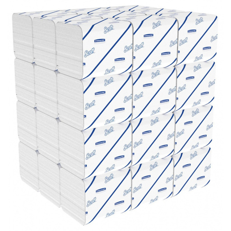 Papier toaletowy składany SCOTT Control, 2-warstwowy, 18,6x11cm, 36x250 listków, biały