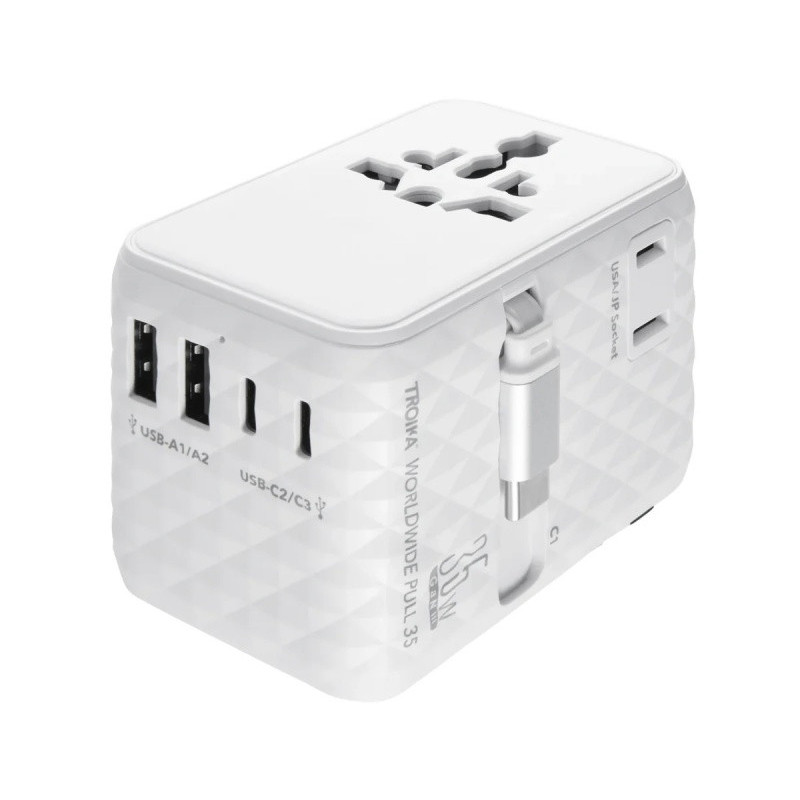 Adapter do ładowania TROIKA Worldwide Pull 35, biały