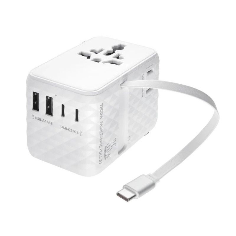 Adapter do ładowania TROIKA Worldwide Pull 35, biały