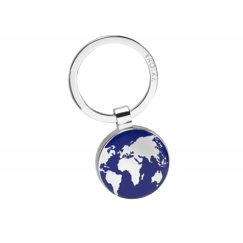 Brelok TROIKA Around The World, emaliowany metal, niebiesko-srebrny