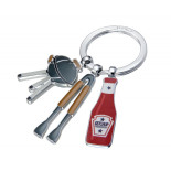 Brelok TROIKA BBQ, emaliowany metal, szaro-czerwony