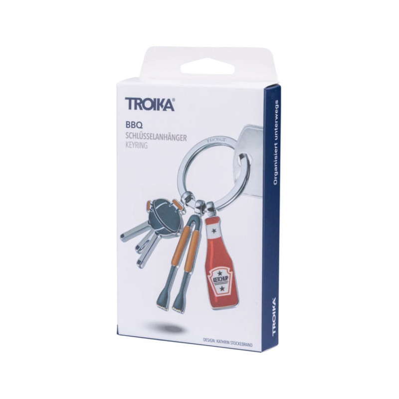 Brelok TROIKA BBQ, emaliowany metal, szaro-czerwony