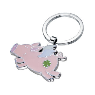 Brelok TROIKA Lucky Pig, emaliowany metal, różowy