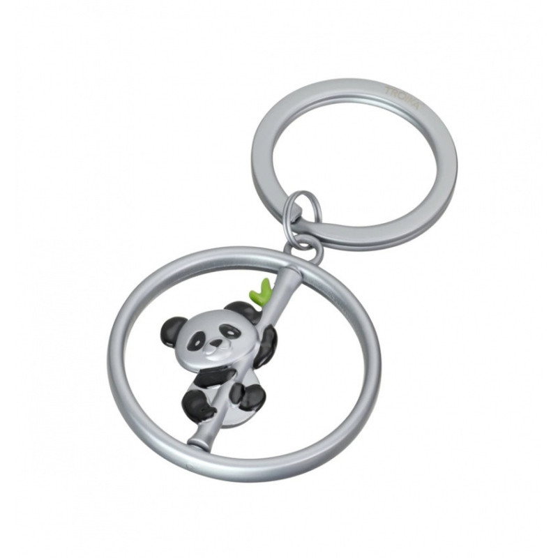 Brelok TROIKA Spinning Panda, metal, srebrny