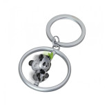 Brelok TROIKA Spinning Panda, metal, srebrny