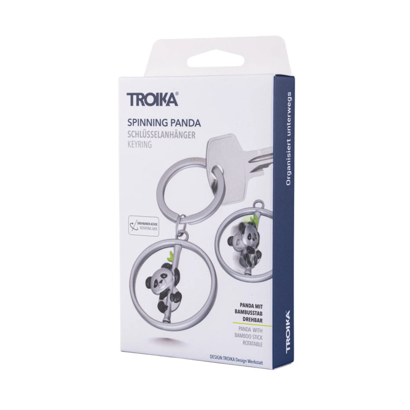 Brelok TROIKA Spinning Panda, metal, srebrny