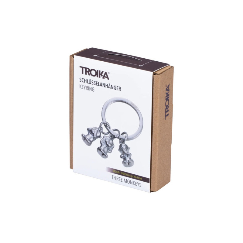 Brelok TROIKA Three Monkeys, 3 charmsy, metal, srebrny