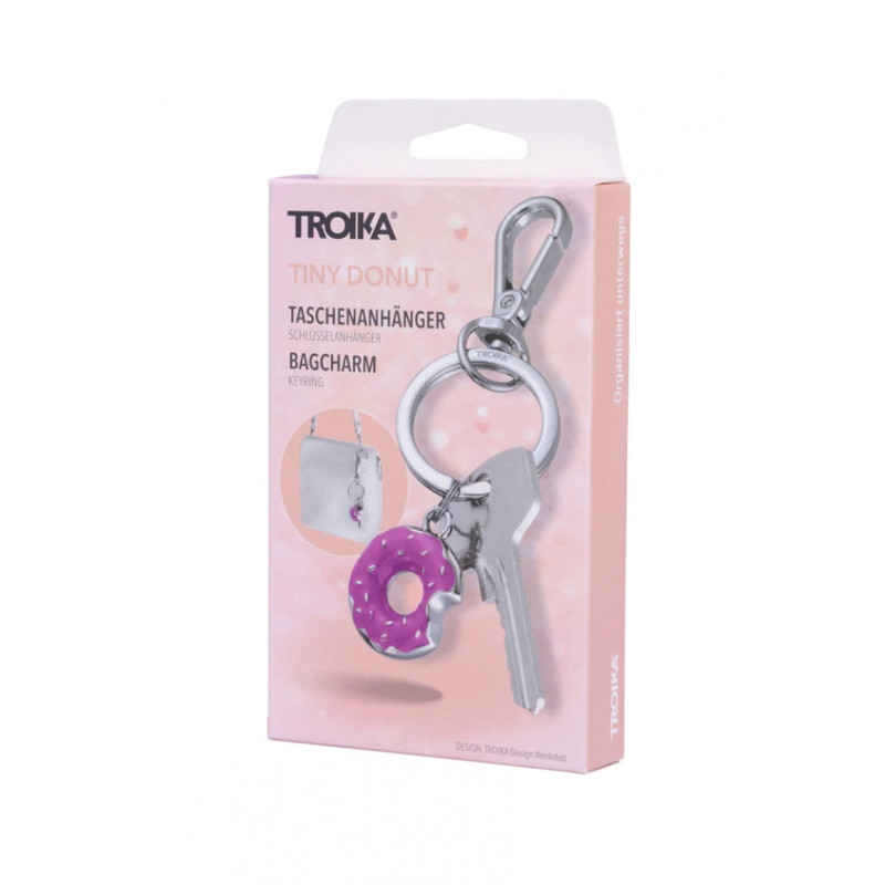 Brelok TROIKA Tiny Donut, metal, fioletowy