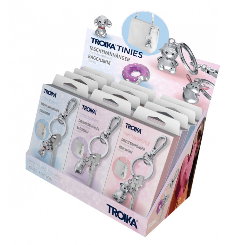 Display TROIKA breloki Tiny Monster x3, Rabbit x3, Puppy x3, Donut x3