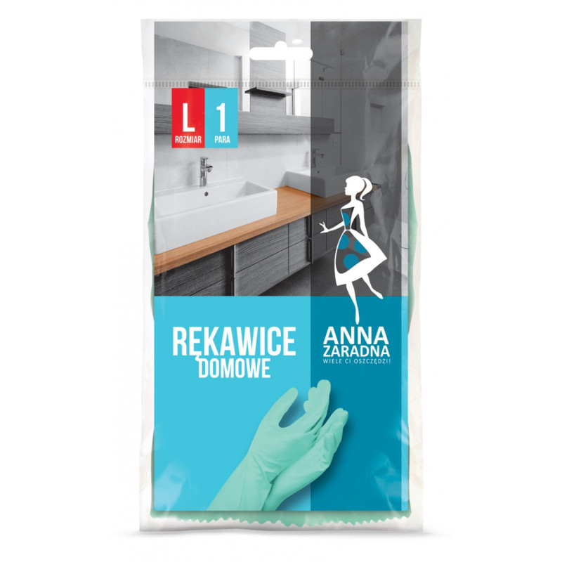 Rękawice domowe ANNA ZARADNA, rozmiar L, pastelowa zieleń