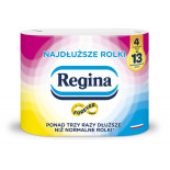 Papier toaletowy REGINA Najdłuższe Rolki, 2-warstwowy, 47m, 430 listków, 4 rolki, biały