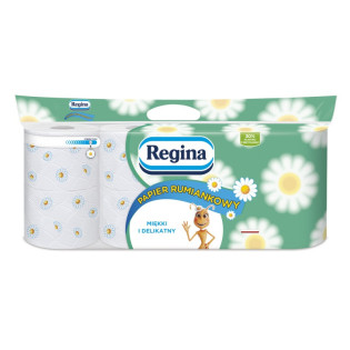 Papier toaletowy REGINA Rumiankowy, 3-warstwowy, 18m, 150 listków, 8 rolek, biały