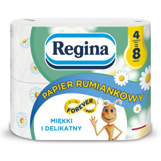 Papier toaletowy REGINA Rumiankowy Forever Roll, 3-warstwowy, 36m, 300 listków, 4 rolki, biały