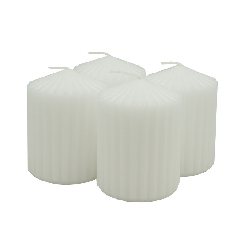 Świeca słupek ryflowana DONAU HOME Standard, 60x80mm, 4 szt., biała