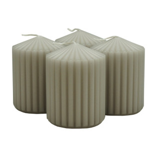 Świeca słupek ryflowana DONAU HOME Standard, 60x80mm, 4 szt., jasnoszara