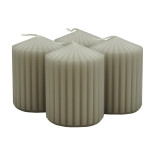 Świeca słupek ryflowana DONAU HOME Standard, 60x80mm, 4 szt., jasnoszara
