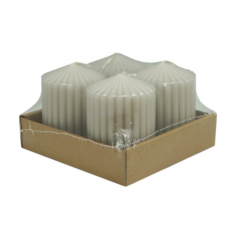 Świeca słupek ryflowana DONAU HOME Standard, 60x80mm, 4 szt., jasnoszara