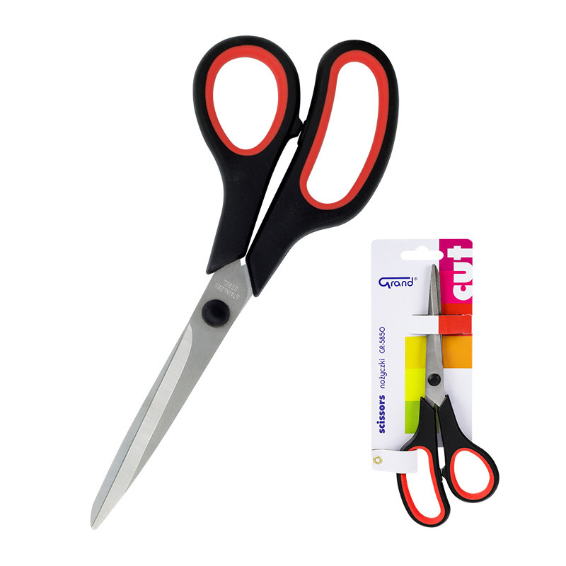 Nożyczki GRAND SOFT czarno-czerwone 21.5 cm  GR-5850