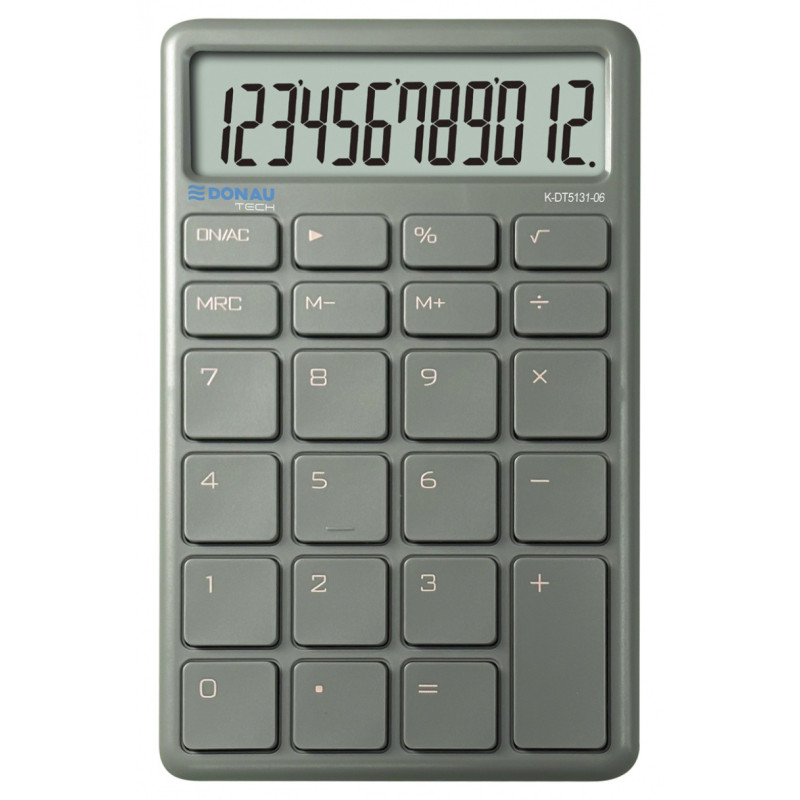 Kalkulator biurowy DONAU TECH, 12-cyfr. wyświetlacz, funkcja pierw., wym. 137x84 mm, zielony