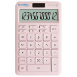 Kalkulator biurowy DONAU TECH, 12-cyfr. wyświetlacz, funkcja pierw., GT, wym. 166x104 mm, różowy