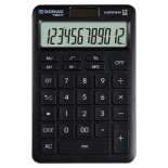 Kalkulator biurowy DONAU TECH, 12-cyfr. wyświetlacz, funkcja pierw., GT, wym. 166x104 mm, czarny