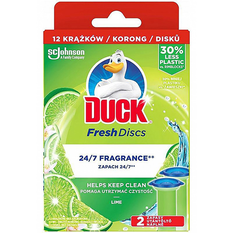 Krążki żelowe do toalet DUCK Fresh Discs Lime, wkład uzupełniający, 12szt.