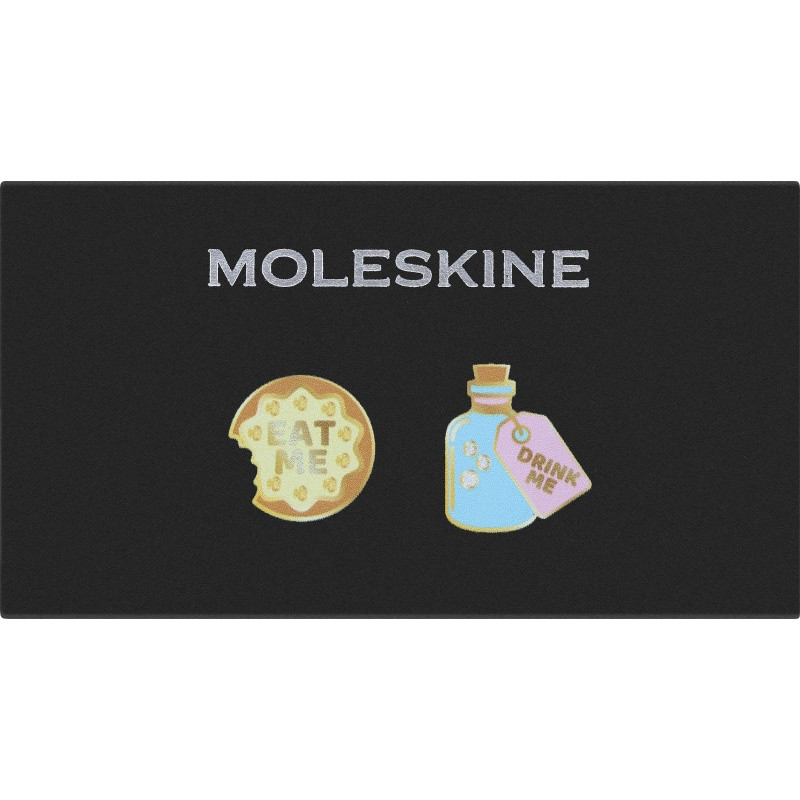 Zestaw 2 przypinek MOLESKINE 2026 Alice, Eat Me + Drink Me