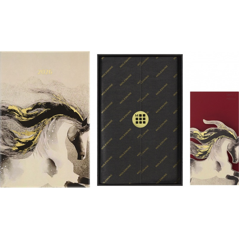 Notes MOLESKINE 2026 Horse, L, w linie, Calligraphy, box