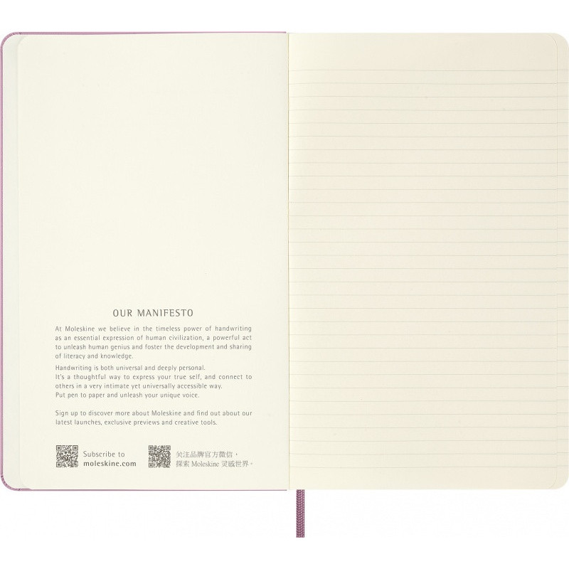 Notes MOLESKINE 2026, L, 13x21cm, w linie, twarda oprawa, majestic pink