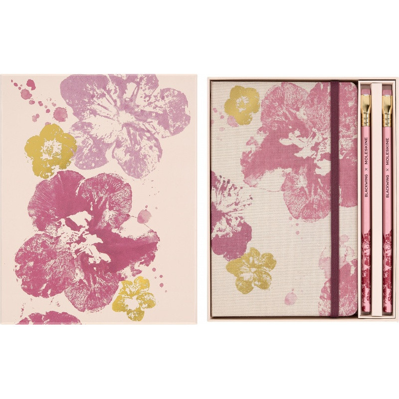 Zestaw MOLESKINE 2026 Sakura: notes L + zeszyt L + 2 ołówki + box