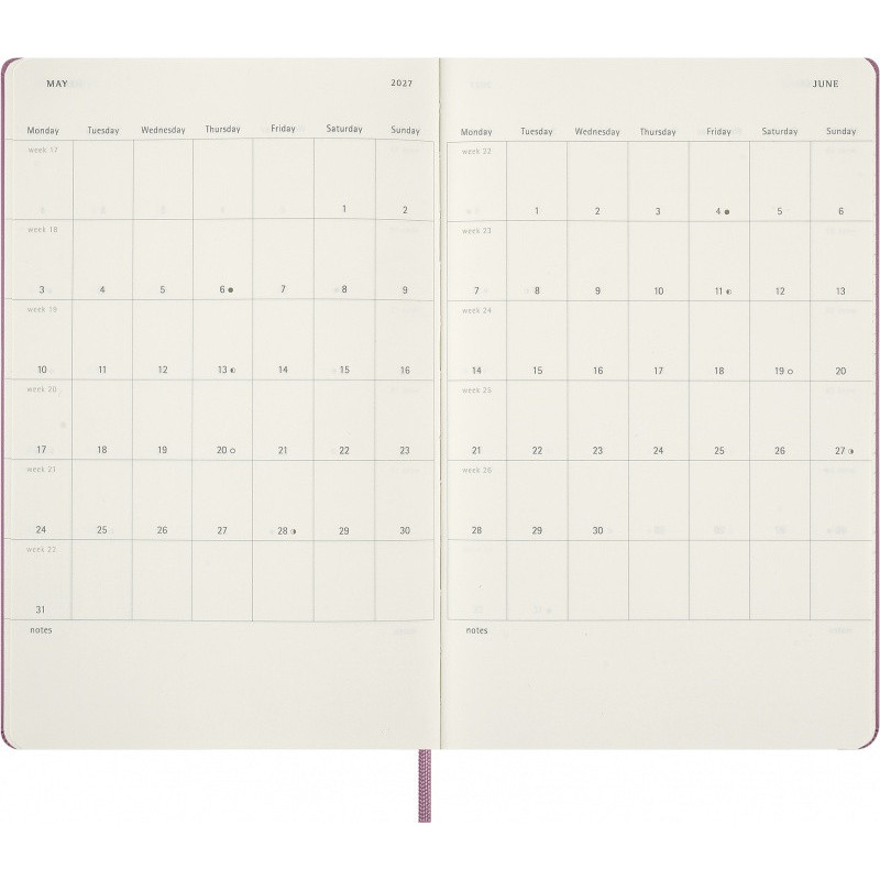 Kalendarz dzienny MOLESKINE 2027, 12M, L, 13x21cm, twarda oprawa, majestic pink