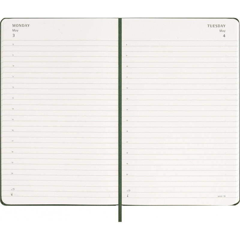 Kalendarz dzienny MOLESKINE 2027, 12M, L, 13x21cm, twarda oprawa, myrtle green