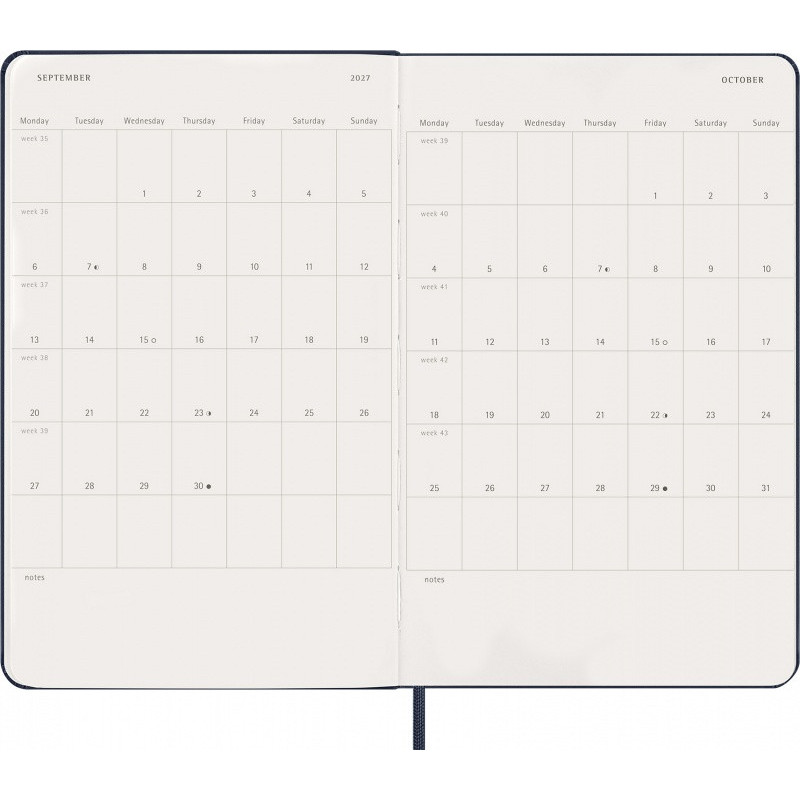 Kalendarz dzienny MOLESKINE 2027, 12M, L, 13x21cm, twarda oprawa, sapphire blue