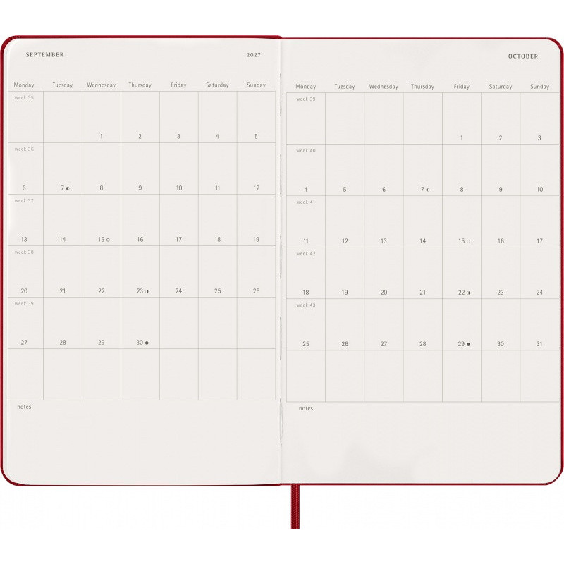 Kalendarz dzienny MOLESKINE 2027, 12M, L, 13x21cm, twarda oprawa, scarlet red