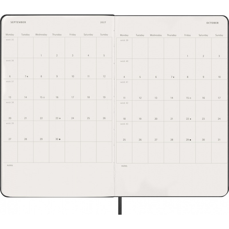 Kalendarz dzienny MOLESKINE 2027, 12M, L, 13x21cm, twarda oprawa, czarny