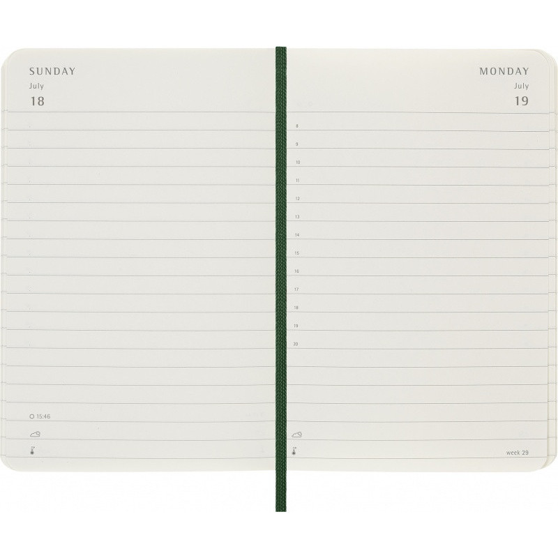 Kalendarz dzienny MOLESKINE 2027, 12M, P, 9x14cm, miękka oprawa, myrtle green