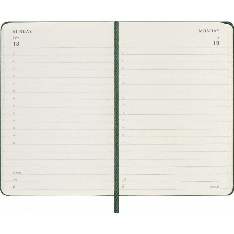 Kalendarz dzienny MOLESKINE 2027, 12M, P, 9x14cm, twarda oprawa, myrtle green