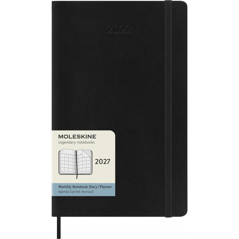Kalendarz miesięczny MOLESKINE 2027, 12M, L, 13x21cm, miękka oprawa, czarny