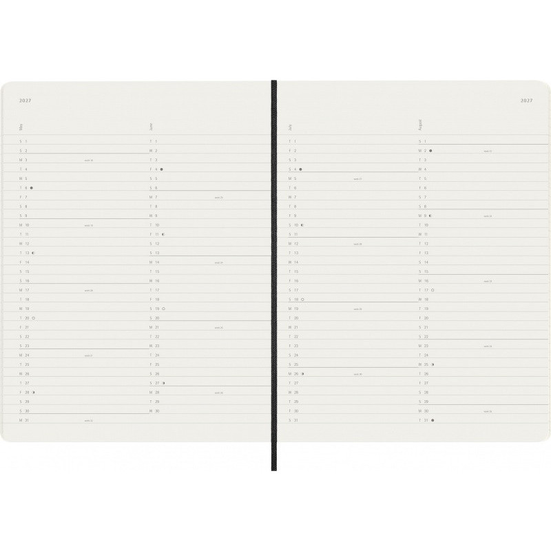 Kalendarz miesięczny MOLESKINE 2027, 12M, XL, 19x25cm, miękka oprawa, czarny