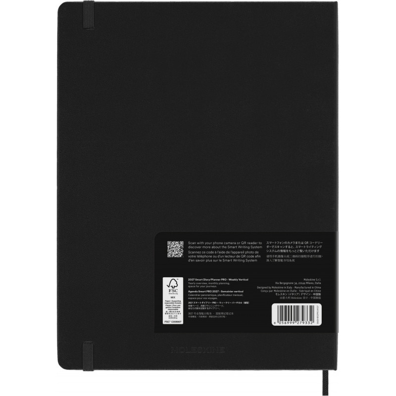 Kalendarz MOLESKINE Pro Smart 2027, 12M, XL, 19x25cm, twarda oprawa, czarny