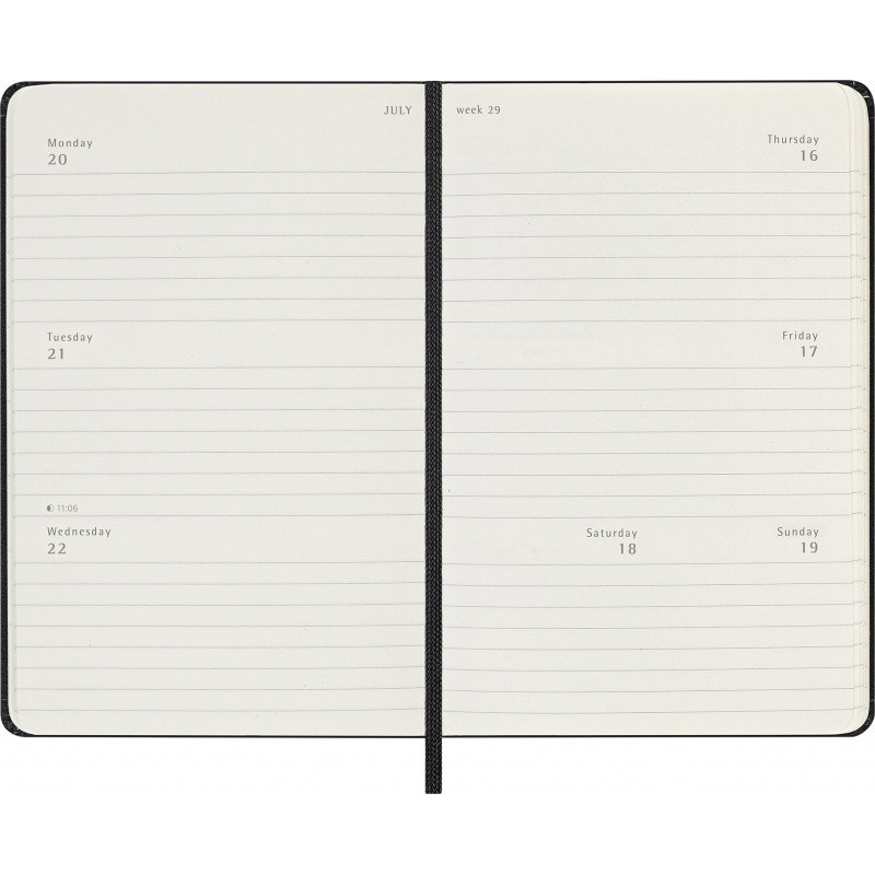 Kalendarz tygodniowy horyzontalny MOLESKINE 2026/27, 18M, P, 9x14cm, twarda oprawa, czarny