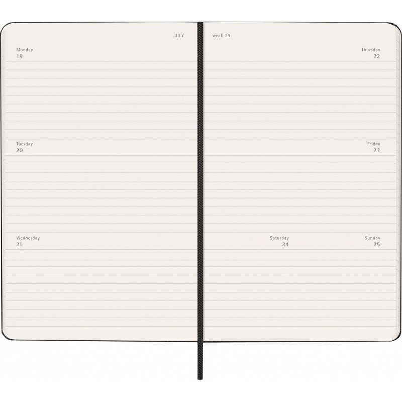 Kalendarz tygodniowy horyzontalny MOLESKINE 2027, 12M, L, 13x21cm, twarda oprawa, czarny