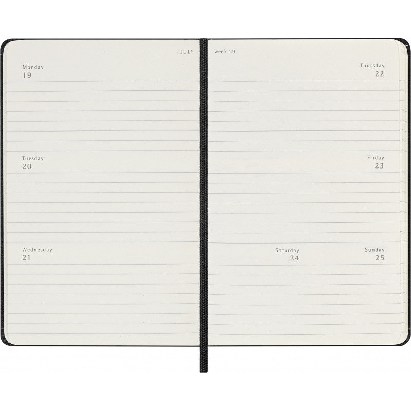 Kalendarz tygodniowy horyzontalny MOLESKINE 2027, 12M, P, 9x14cm, twarda oprawa, czarny
