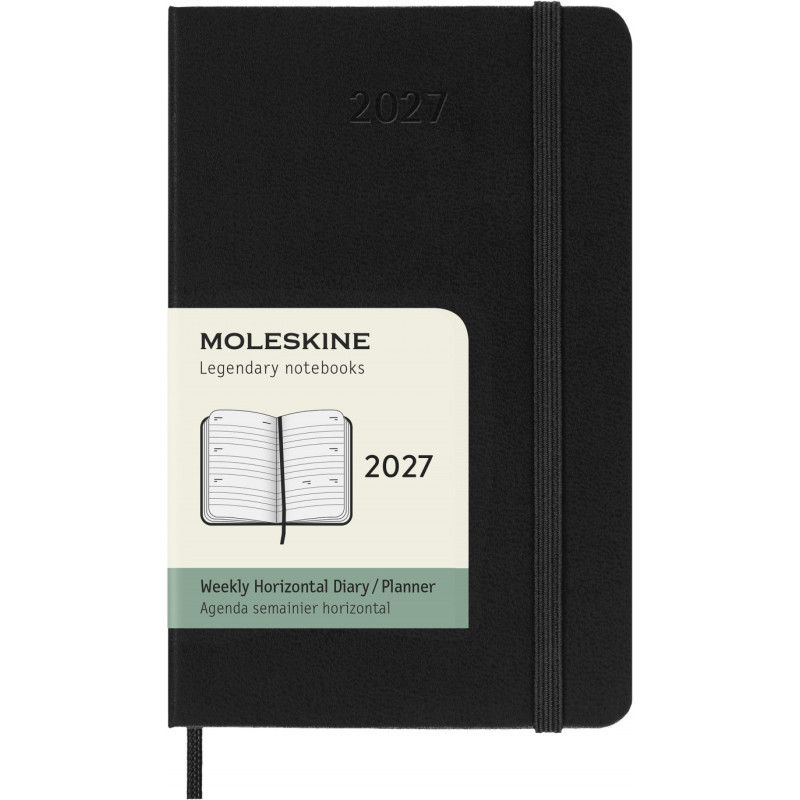 Kalendarz tygodniowy horyzontalny MOLESKINE 2027, 12M, P, 9x14cm, twarda oprawa, czarny