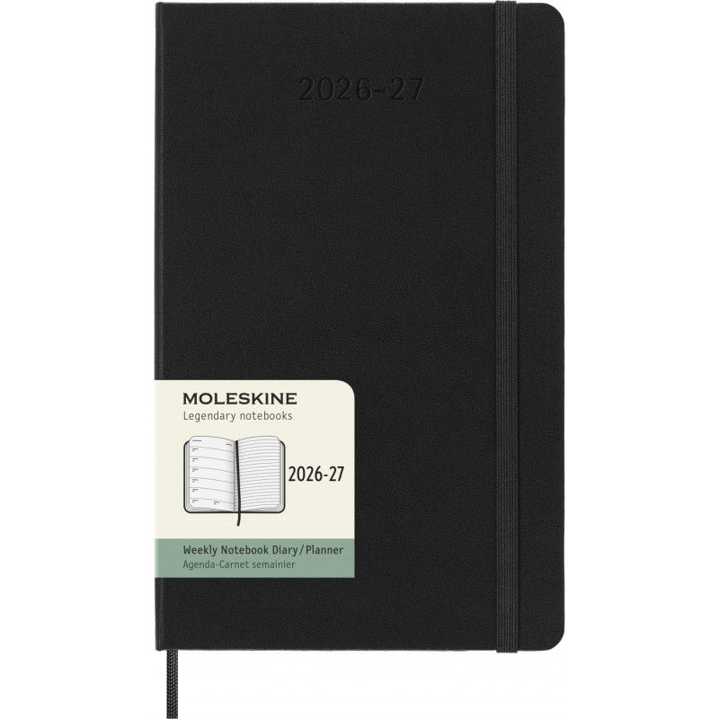 Kalendarz tygodniowy MOLESKINE 2026/27, 18M, L, 13x21cm, twarda oprawa, czarny