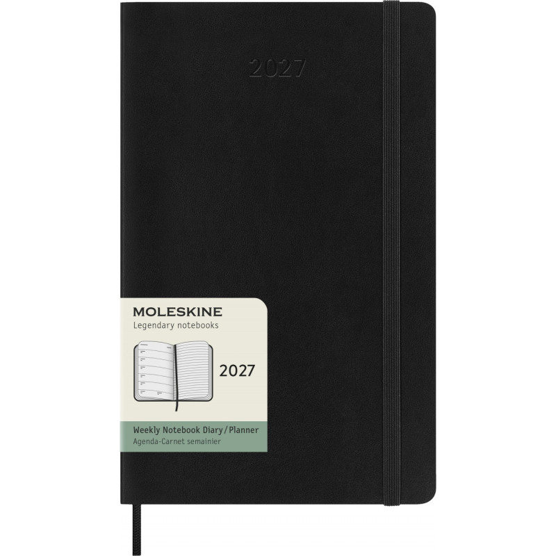 Kalendarz tygodniowy MOLESKINE 2027, 12M, L, 13x21cm, miękka oprawa, czarny