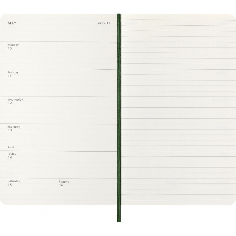 Kalendarz tygodniowy MOLESKINE 2027, 12M, L, 13x21cm, miękka oprawa, myrtle green