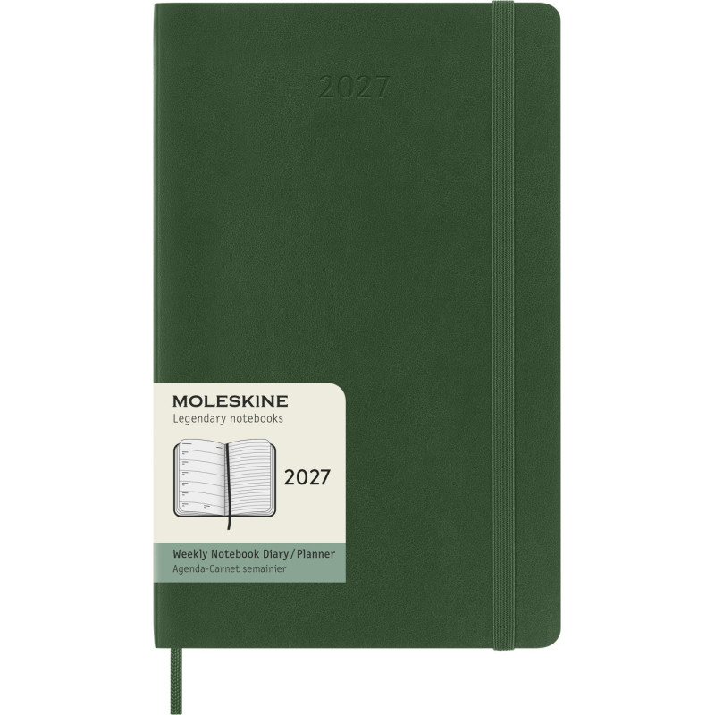 Kalendarz tygodniowy MOLESKINE 2027, 12M, L, 13x21cm, miękka oprawa, myrtle green